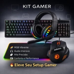 Kit gamer rgb teclado semi mecanico mouse mousepad led headphone fone setup pc completo