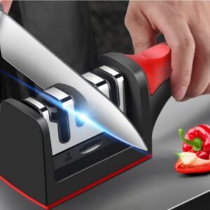 1 afiador amolador de facas em aço inox com 3 borda profissional base emborrachado promoção