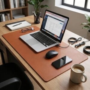 Mouse pad desk couro borda costurada gigante antiderrapante tapete mesa gamer setup trabalho estudo protetor