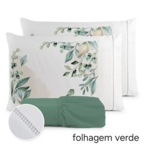 Jogo de lençol 3 pçs king/queen estampado com elástico casal padrão