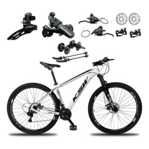 Bicicleta aro 29 ksw xlt 21 marchas shimano e freios a disco quadro 17 branco