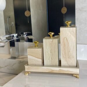 Trio porta escova/ algodão/ cotonete de vidro com ou sem bandeja