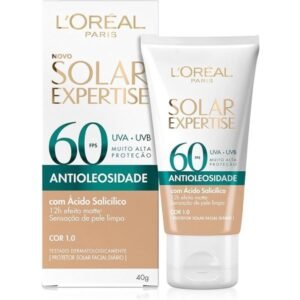 Protetor solar facial l'oréal paris expertise antioleosidade fps60 cor 1.0 clara 40g