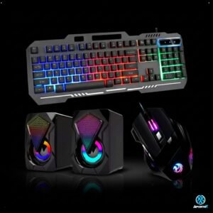 Setup gamer aportex completo teclado backlight iluminado + mouse led caixa de som usb p2