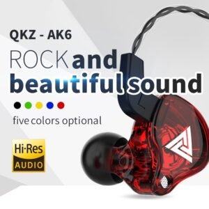 Qkz ak6 fones de ouvido com fio dupla unidade alta fidelidade fone microfone 3.5mm esporte correndo música baixo estéreo