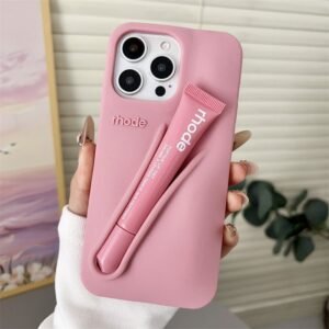 Luxo hailey rhode com batom esmalte bálsamo capa de telefone para iphone 16 15 14 13 12 11 pro max silicone macio trasei