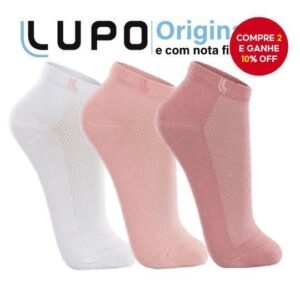 Meias lupo original femininas para homens e mulheres-pacote de 3 pares | algodão respirável com padrões delicados (preto