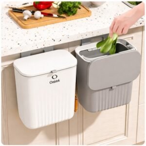 Lixeira de cozinha suspensa 9 litros com tampa e alça pendurar on-sm028