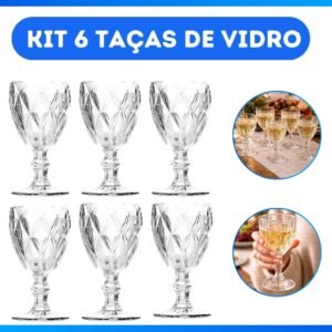 Kit 6 taças de vidro transparente 320 ml