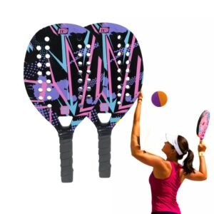 Kit beach tennis bel com 2 raquetes e bolinha bt100 madeira naval lilás