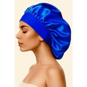 Touca de cetim com faixa larga elástica | protege e retira o frizz para cabelos médios