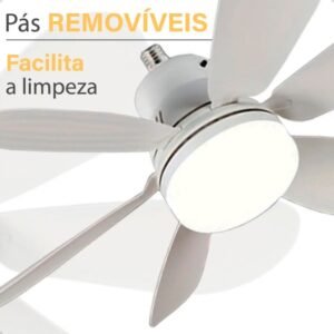 Ventilador de teto com luz 60w led 3 tipos + controle remoto c/ 6 hélices bivolt