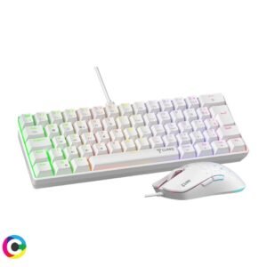 Kit combo teclado mecanico gamer + mouse com fio rgb branco reaver clanm