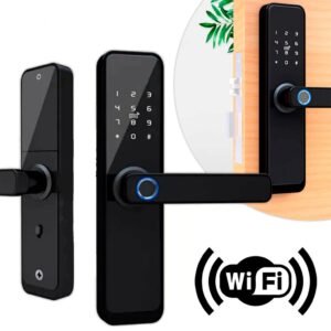 Fechadura eletronica digital senha biometria cartao preto asus