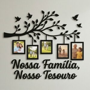 Quadro porta retrato parede decorativo mdf 40x70 árvore molduras foto família decoração sala