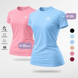 Kit 2 camiseta academia feminina dry fit treino blusa slim caminhada musculação
