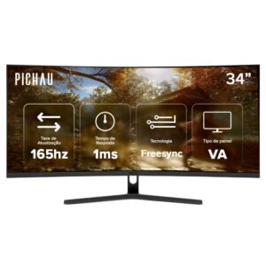 Monitor gamer pichau nexus 34 neo s, pol, va, ultrawide curvo, wqhd, 1ms 165hz, pg-nxs34neos-bl01
