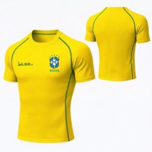 Camiseta brasil de compressão masculina bleiz blusa academia treino