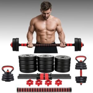 Kit halteres 6 em 1 musculação funcional barra supino kettlebell 10/15/20kg wing