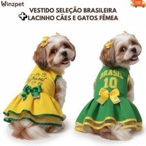 Vestido brasil para cachorro 🇧🇷 | roupa pet seleção brasileira porte pequeno e médio copa