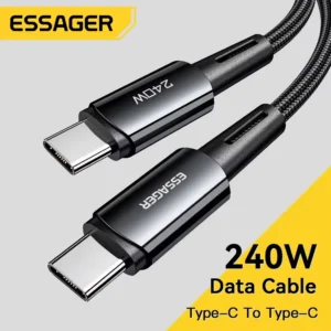 Essager 240w carga super rápida tipo-c 67w cabo de usb 6a para xiaomi 12pro redmi k50 nota 11pro tubarão preto 5pro