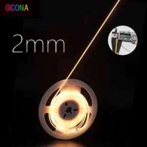 Ultimate fino 2mm cob led luz de tira para diy artesanato gabinete prateleira 12v filamento quente branco fresco flexível fita linear luzes barra