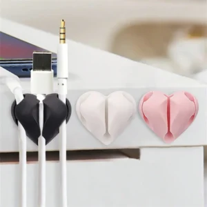 2 pçs em forma de coração mini cabo dobadoura organizador clipes carregamento usb mesa arrumado titular protetores casa escritório carro