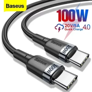 Baseus 100w/5a usb c para tipo cabo iphone 17 16 pd de carregamento rápido macbook samsung xiaomi tipo-c