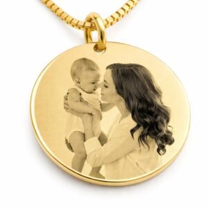 Colar cordão feminino pingente personalizado com foto gravação e nome banhado a ouro 18k família