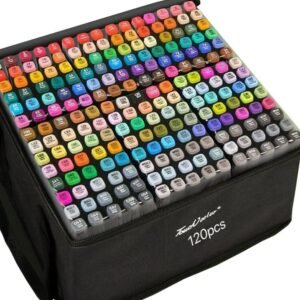 Kit 120 peças caneta marcadora com estojo ponta grossa e fina aquarela papelaria escolar escritório