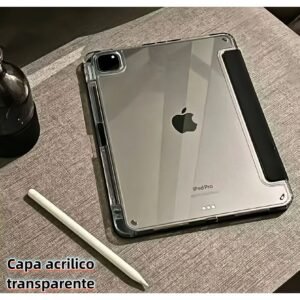Capa transparente para tablet compatível com 7/8/9/10 e 11” – anti-choque, slot caneta, auto sleep