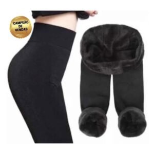 Legging flanelada, peluciada por dentro, térmica cintura alta