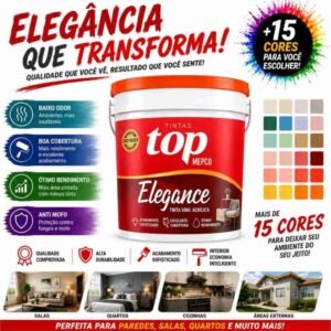 Tinta acrílica fosca antimofo elegance 3,6l mepco – disfarce imperfeições máximo rendimento