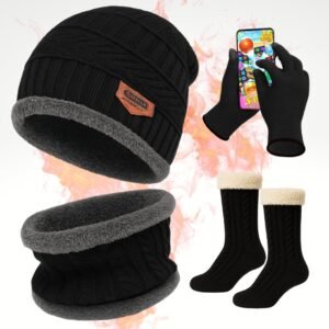 Kit inverno touca gorro forrado cachecol + luva meia térmica quente frio intenso unissex