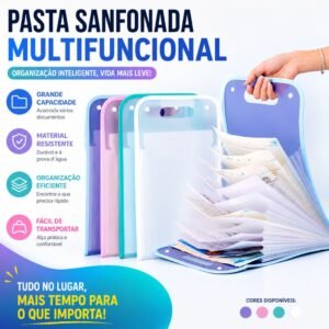 Pasta sanfonada 12 divisorias a4 line dello papelaria material escolar
