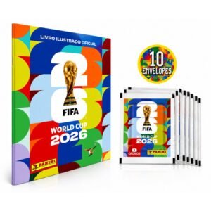 Kit álbum copa do mundo fifa 2026 brochura + 70 figurinhas 10 pacotes colecionáveis originais