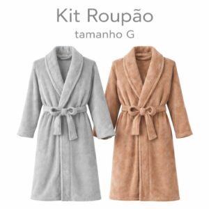 Kit 2 roupões plush m ou g unissex adulto inverno quentinho promoção 100% poliester