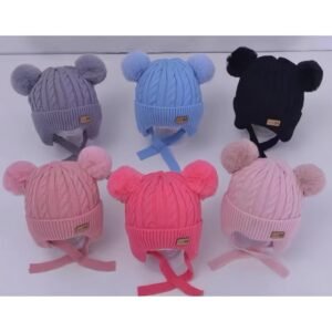 Touca de inverno frio para bebe gorro lã infantil forrada pompom menina menino estilo ovelhinha