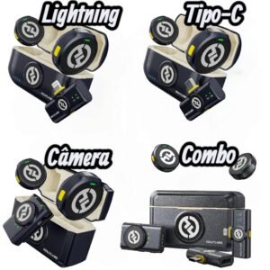 Microfone de lapela sem fio hollyland lark m2 versão combo | lightning tipo-c