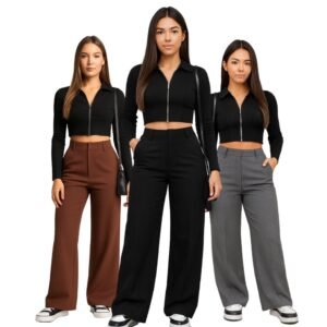 Calça pantalona alfaiataria cintura alta e com bolso p ao gg