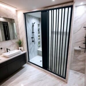 Box para banheiro de pvc 185x130cm sanfonado frontal bcf preto