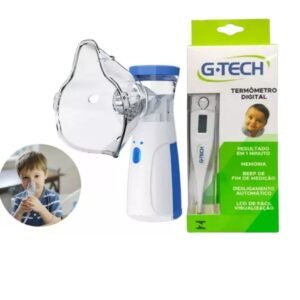 Kit nebulizador portatil utrassonico inalador + termometro digital g-tech