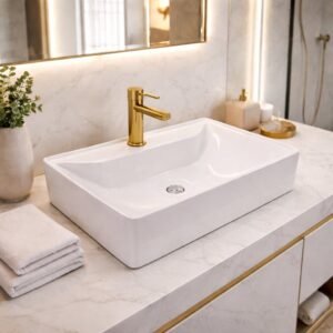 Cuba pia grande sobrepor de mármore sintético p/ lavabo e banheiro venuz 35x50cm