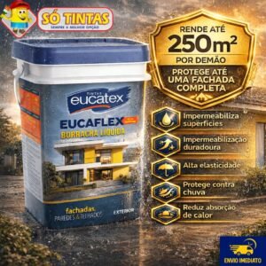 Borracha líquida eucatex 20kg impermeabilizante parede laje externa e interna tinta emborrachada