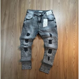 Calça jogador masculina brow jeans (detalhada)