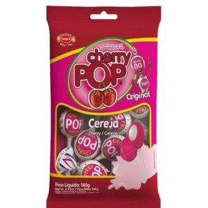 Pirulito cherry pop cereja recheio chiclete c/10 - sams