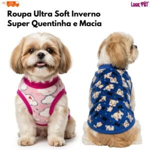Roupinha pet inverno ultra soft para cachorro e gato roupa quente macia frio porte pequeno médio