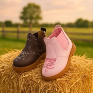Bota botina country bordada infantil coturno confortável lançamento