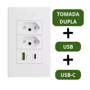1/2/3 tomada de parede dupla com entrada usb e tipo c 5v bivolt - 4 em 1 carregamento rápido multi