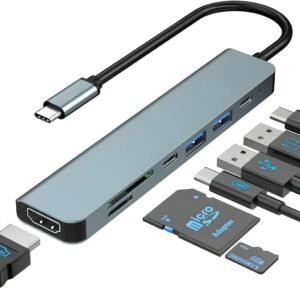Hub adaptador 7 portas usb 2.0 3.0 tipo c em 1 usb-c entrada